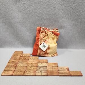 Double 6's Wood Dominos Cotton Draw String Storage-Caring Bag Made In India NWT